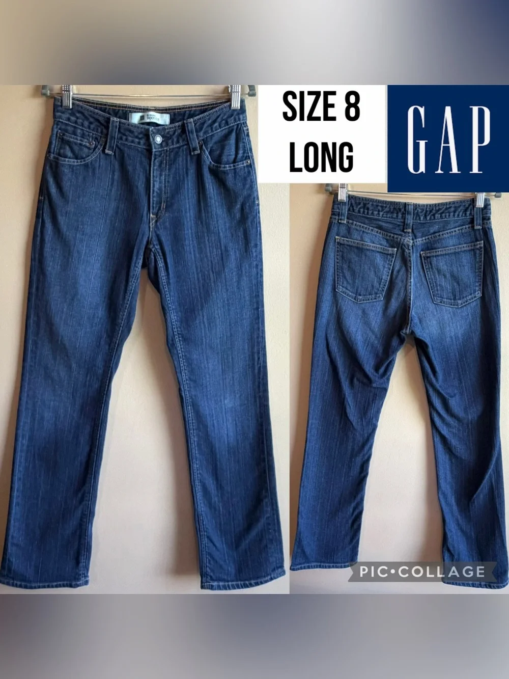 GAP Womens Jeans Y2K Original Bootcut Dark Wash Stretch Denim 32” Inseam 8 LONG